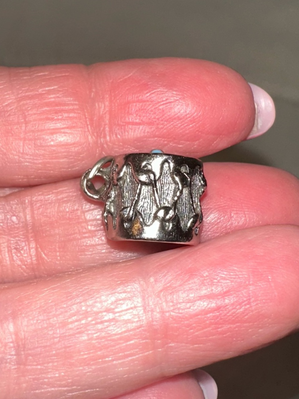 Sterling Silver Textured Drum Pendant